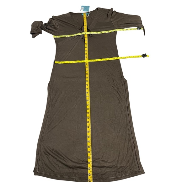 Letarte Jersey Braid Long Tunic Dress Lace Up Side Slits Taupe Size Large NWT - Picture 5 of 12